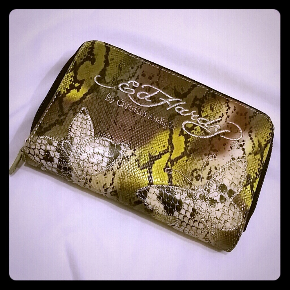 Snake skin print Ed Hardy wallet